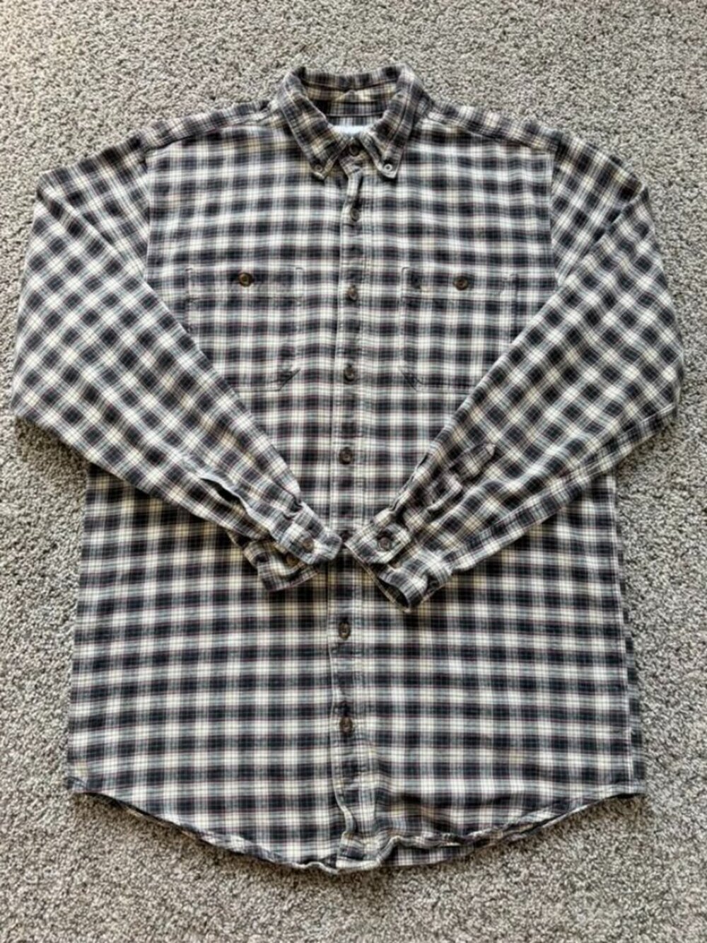 Carhartt Plaid Work Shirt Large Tall LT Heavy Cotton